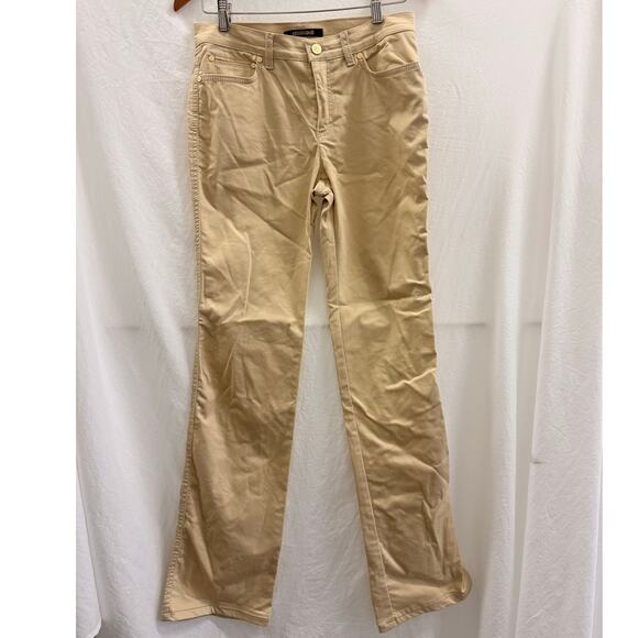 ROBERTO CAVALLI Tan Low Rise Straight Leg Pants EU 42 US 12 - Picture 1 of 5